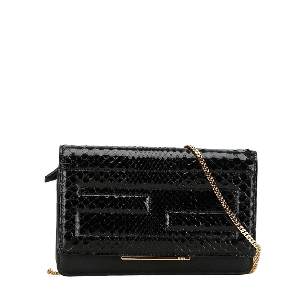 Fendi Python Chain Shoulder Bag Black - image 1